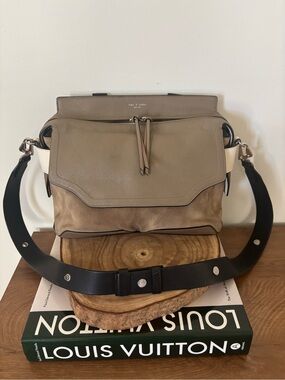 rag & bone Taupe Leather & Suede Messenger Bag with Black Strap